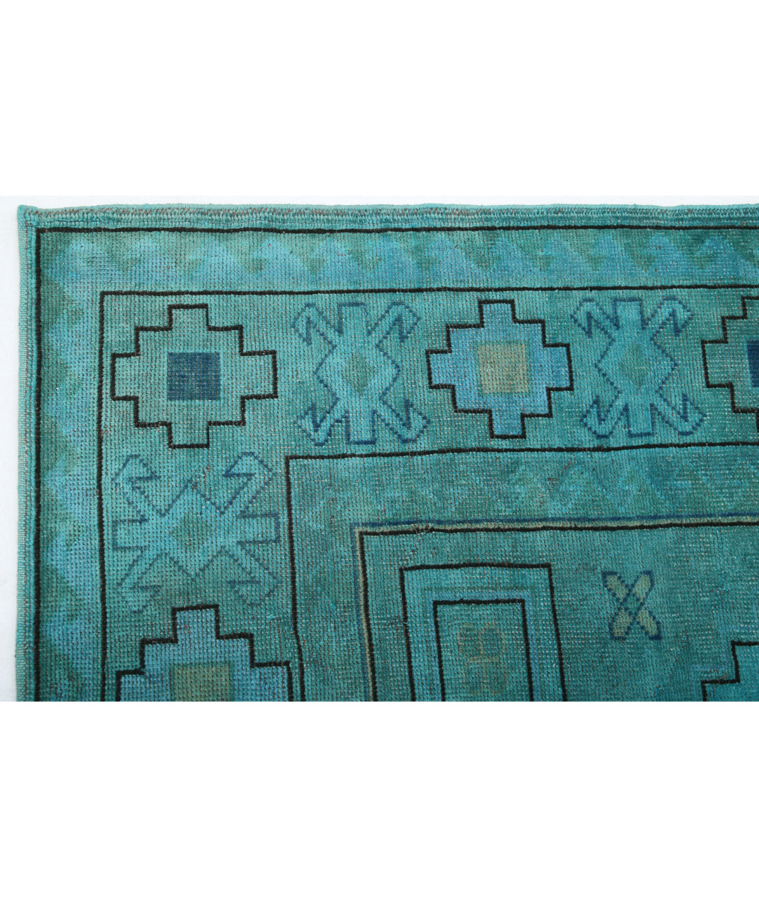 Overdye 6'3'' X 9'1'' Hand-Knotted Wool Rug 6'3'' x 9'1'' (188 X 273) / Teal / Charcoal