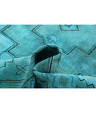 Overdye 6'3'' X 9'1'' Hand-Knotted Wool Rug 6'3'' x 9'1'' (188 X 273) / Teal / Charcoal