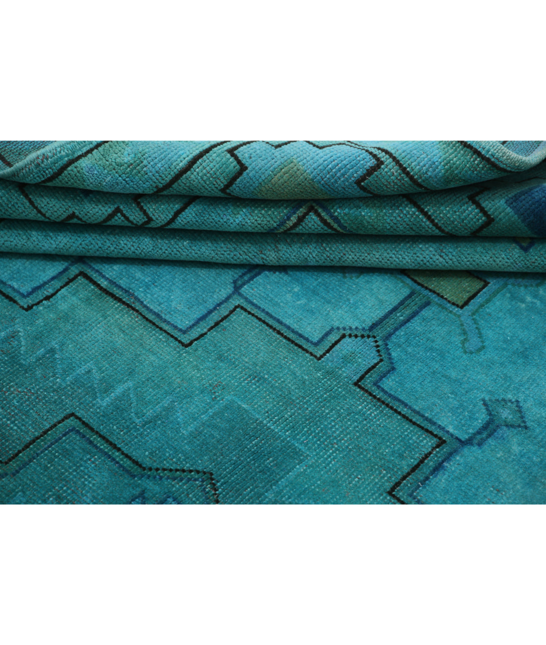 Overdye 6'3'' X 9'1'' Hand-Knotted Wool Rug 6'3'' x 9'1'' (188 X 273) / Teal / Charcoal