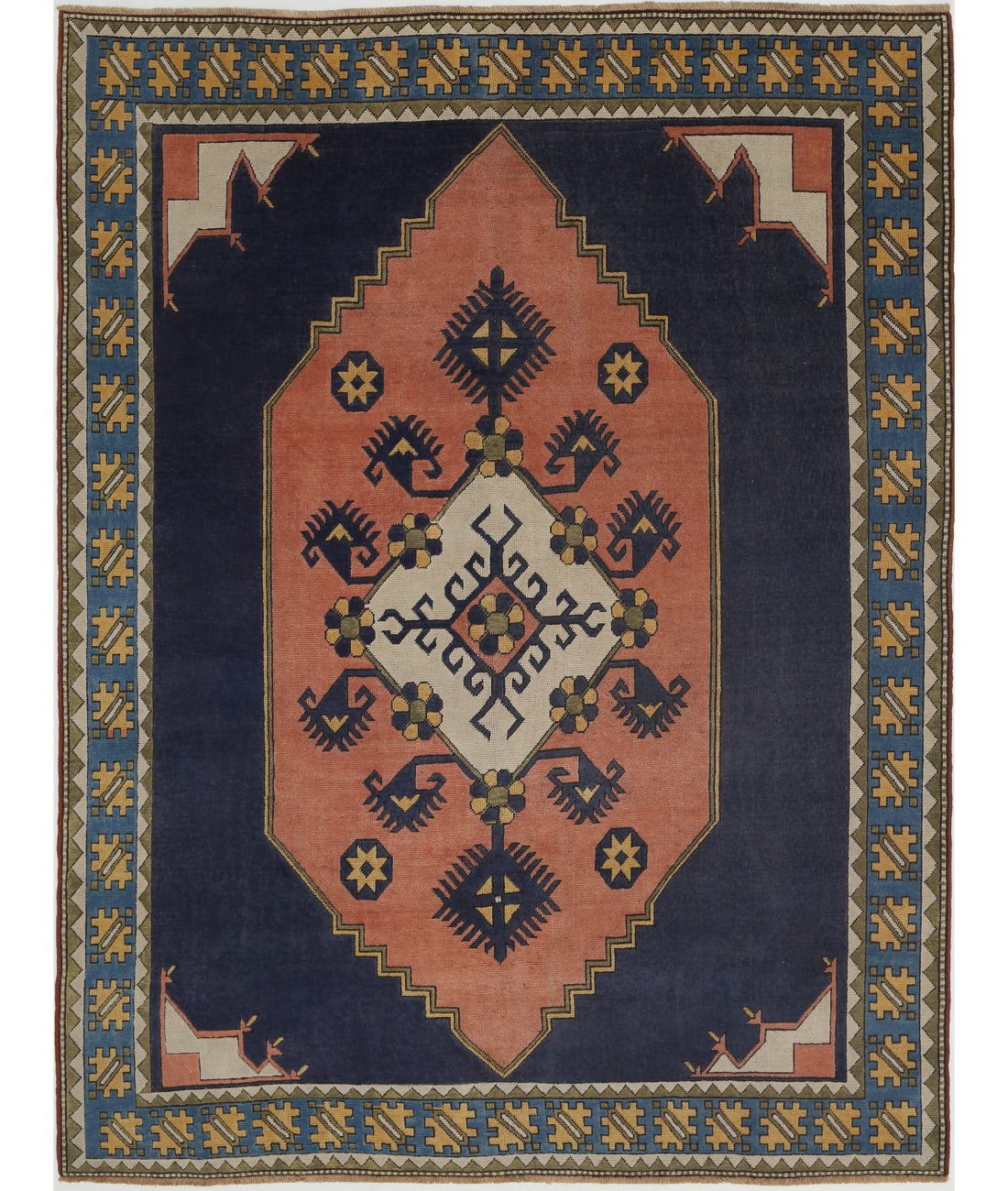 Vintage 8'2'' X 10'10'' Hand-Knotted Wool Rug 8'2'' x 10'10'' (245 X 325) / Pink / Blue