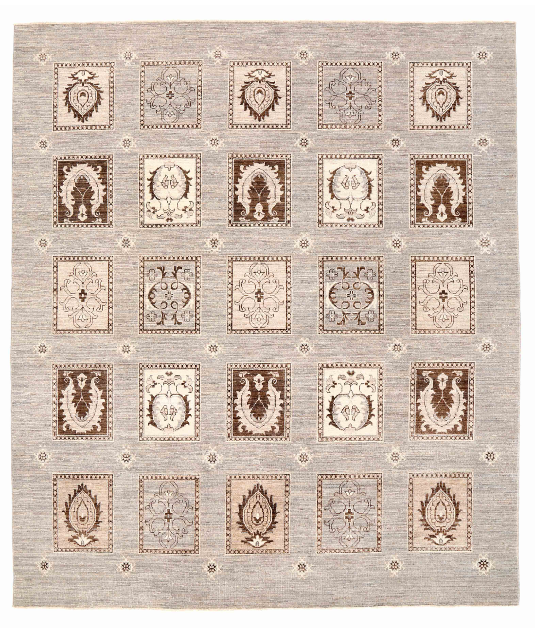 Hand Knotted Modcar Wool Rug 8' 1" X 9' 5" 8' 1" X 9' 5" (246 X 287) / Grey / Grey