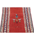 Gabbeh 2'4'' X 3'6'' Hand-Knotted Wool Rug 2'4'' x 3'6'' (70 X 105) / Rust / Blue