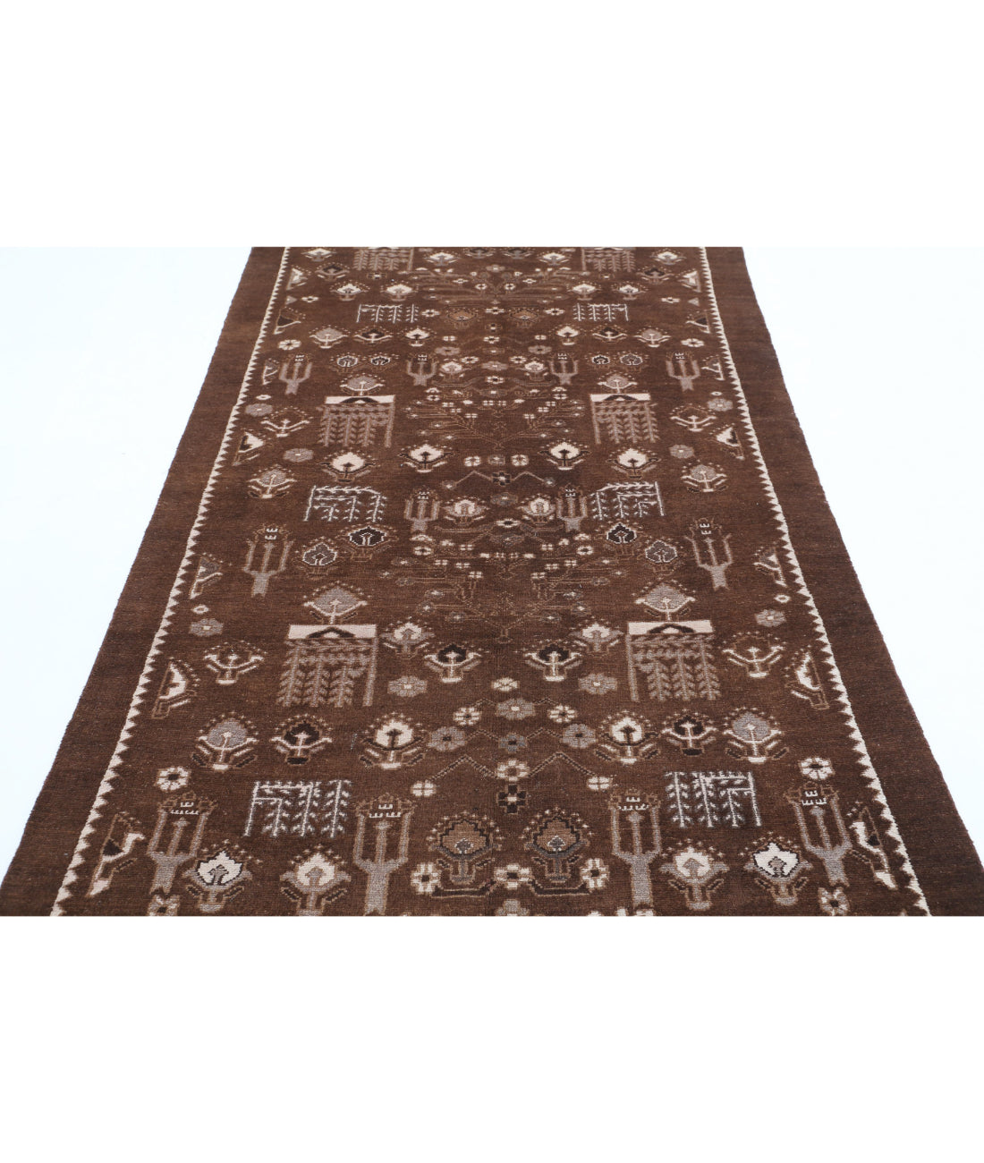 Gabbeh 4'9'' X 9'0'' Hand-Knotted Wool Rug 4'9'' x 9'0'' (143 X 270) / Brown / Ivory
