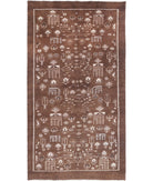 Gabbeh 4'9'' X 9'0'' Hand-Knotted Wool Rug 4'9'' x 9'0'' (143 X 270) / Brown / Ivory