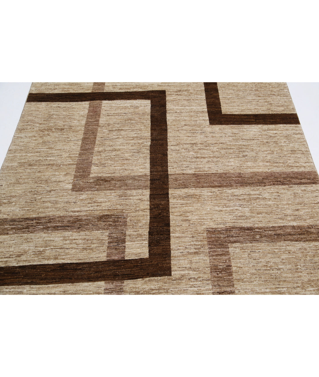 Modcar 5'7'' X 7'5'' Hand-Knotted Wool Rug 5'7'' x 7'5'' (168 X 223) / Brown / Brown