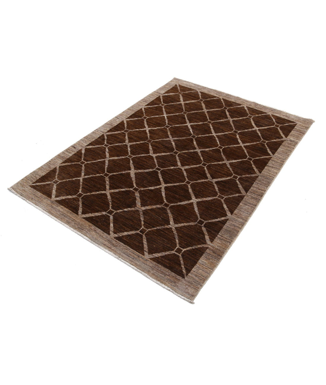 Modcar 4'0'' X 5'5'' Hand-Knotted Wool Rug 4'0'' x 5'5'' (120 X 163) / Brown / Brown