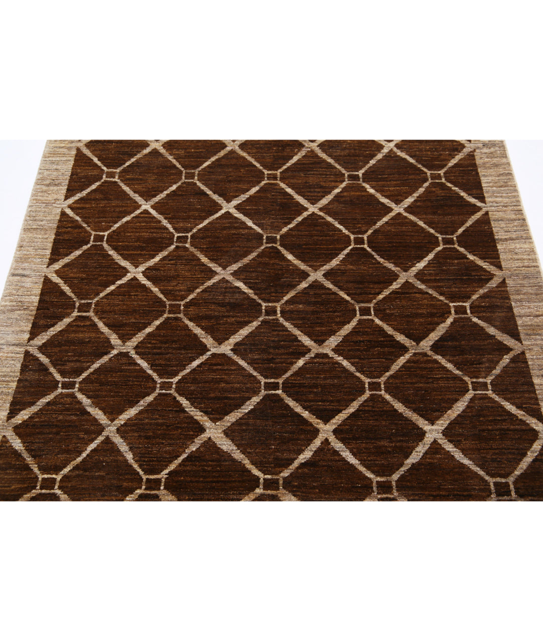 Modcar 4'0'' X 5'5'' Hand-Knotted Wool Rug 4'0'' x 5'5'' (120 X 163) / Brown / Brown