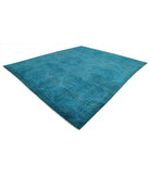 Overdye 10'3'' X 12'4'' Hand-Knotted Wool Rug 10'3'' x 12'4'' (308 X 370) / Teal / Teal