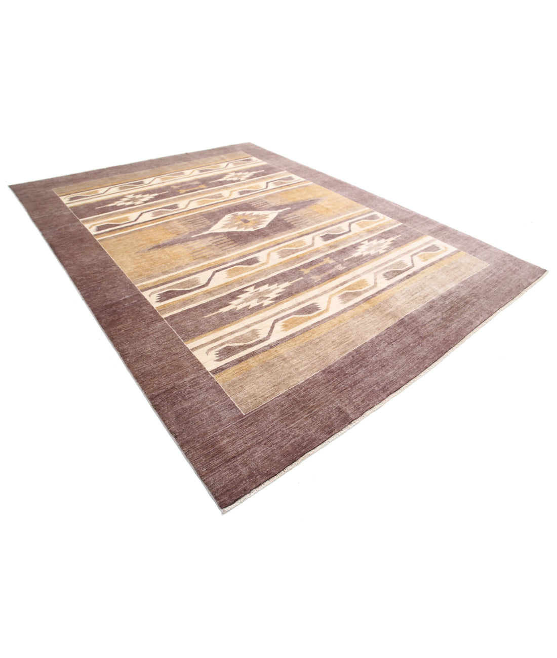 Modcar 8'11'' X 11'8'' Hand-Knotted Wool Rug 8'11'' x 11'8'' (268 X 350) / Brown / Ivory