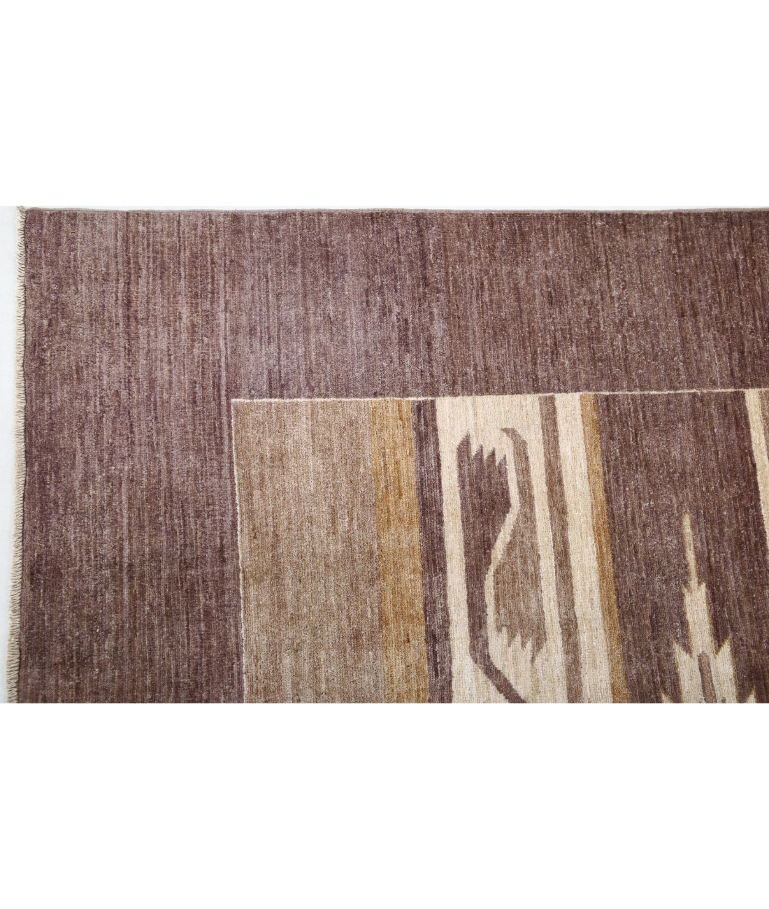 Modcar 8'11'' X 11'8'' Hand-Knotted Wool Rug 8'11'' x 11'8'' (268 X 350) / Brown / Ivory