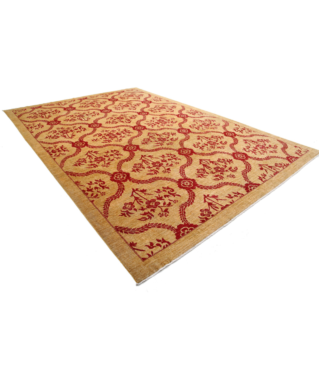 Modcar 9'9'' X 14'0'' Hand-Knotted Wool Rug 9'9'' x 14'0'' (293 X 420) / Gold / Red