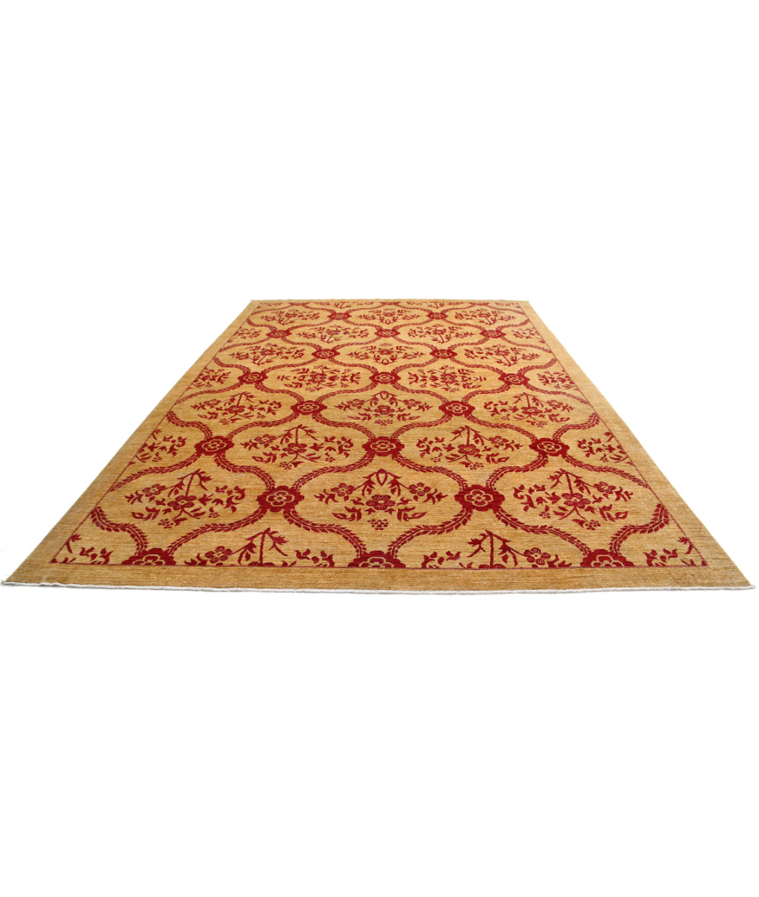 Modcar 9'9'' X 14'0'' Hand-Knotted Wool Rug 9'9'' x 14'0'' (293 X 420) / Gold / Red