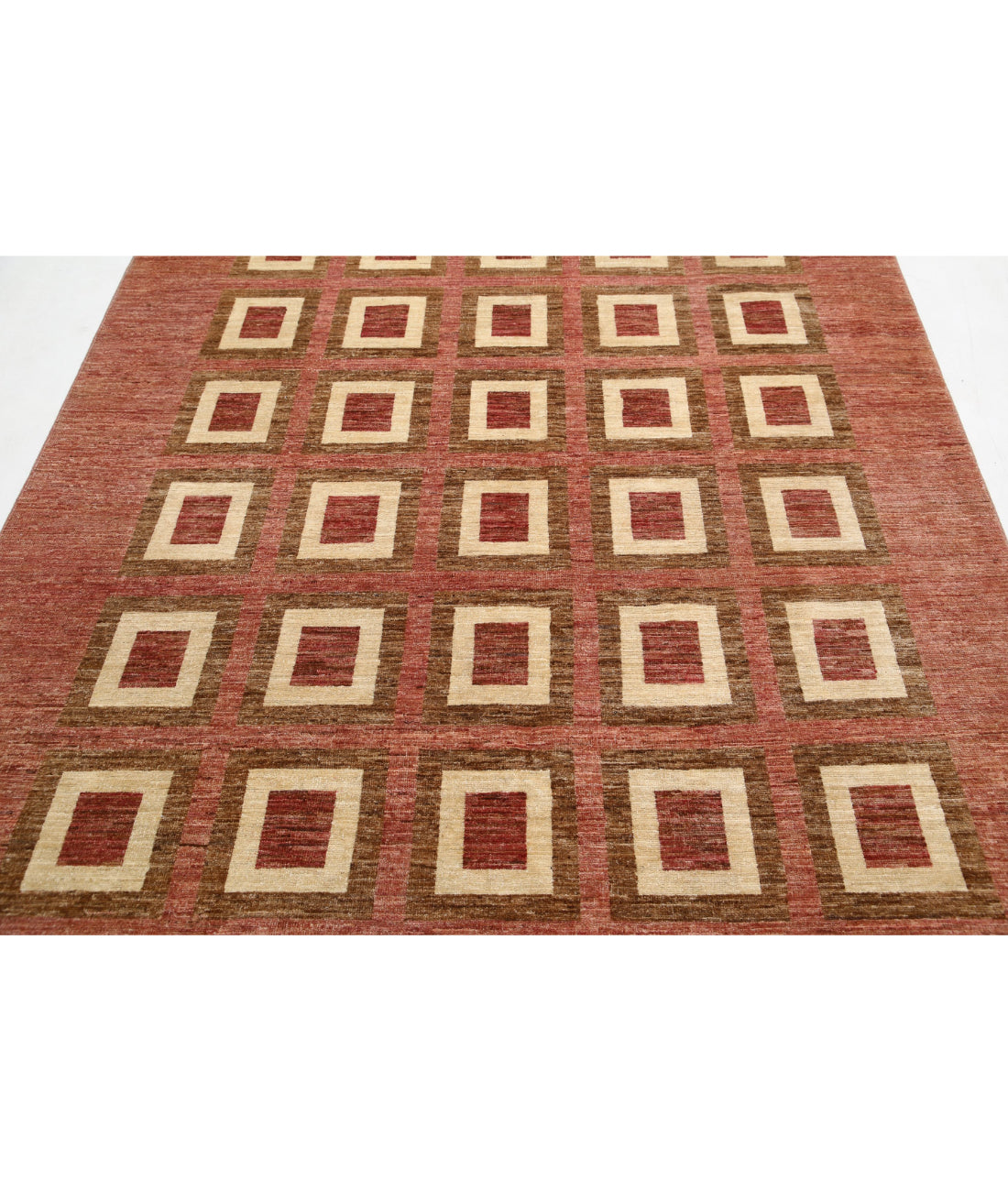 Modcar 6'1'' X 8'6'' Hand-Knotted Wool Rug 6'1'' x 8'6'' (183 X 255) / Beige / N/A