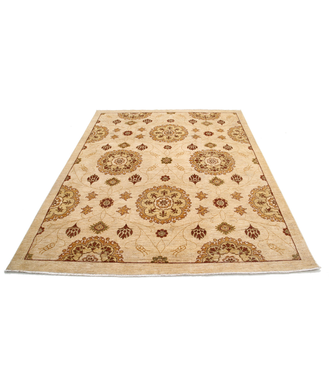 Modcar 6'6'' X 7'10'' Hand-Knotted Wool Rug 6'6'' x 7'10'' (195 X 235) / Beige / N/A