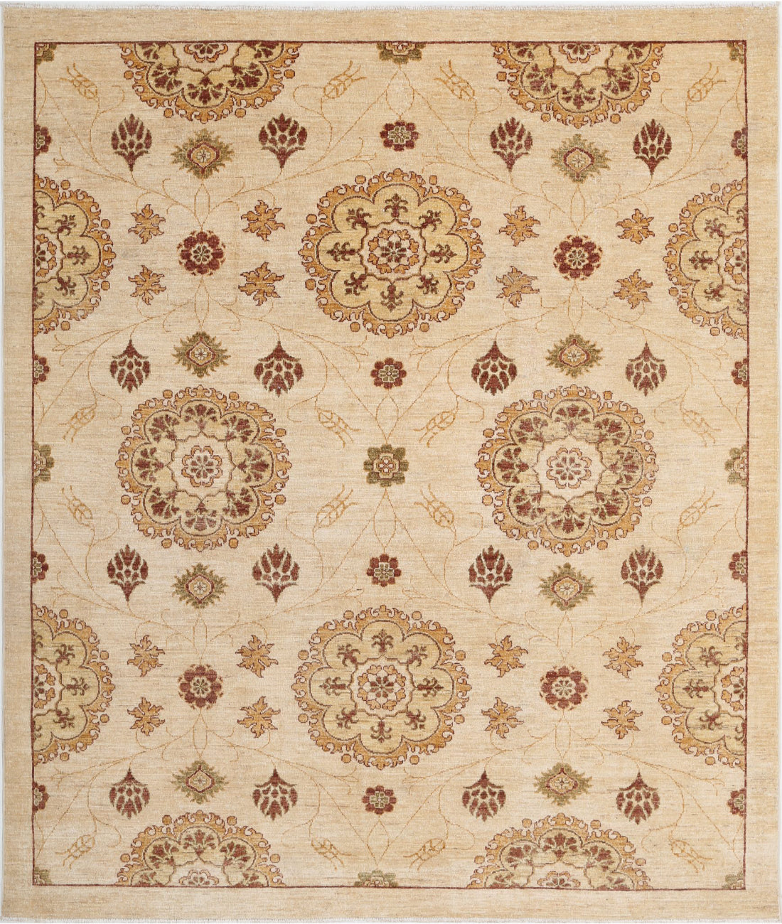 Modcar 6'6'' X 7'10'' Hand-Knotted Wool Rug 6'6'' x 7'10'' (195 X 235) / Beige / N/A