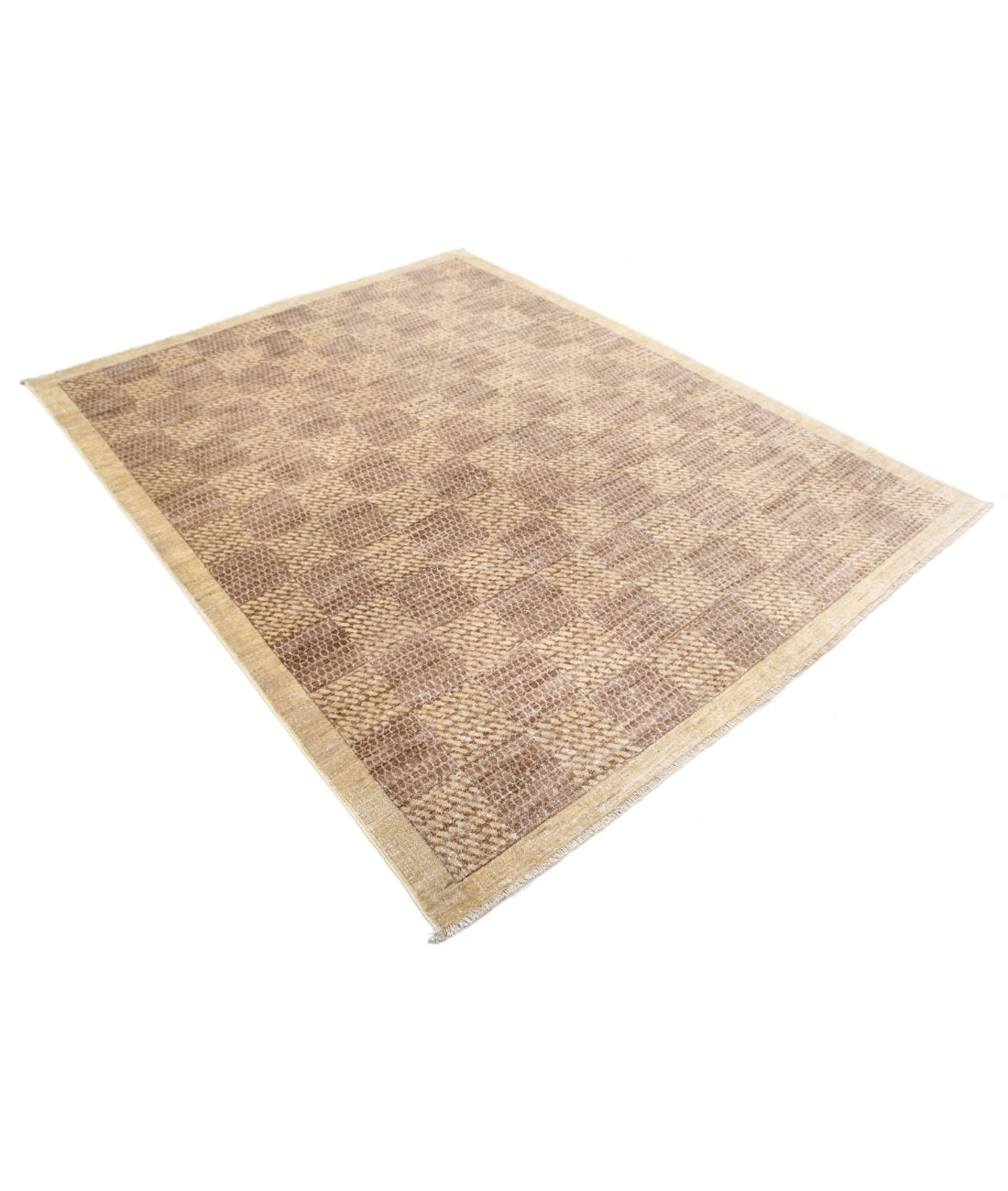 Modcar 5'10'' X 7'4'' Hand-Knotted Wool Rug 5'10'' x 7'4'' (175 X 220) / Beige / N/A