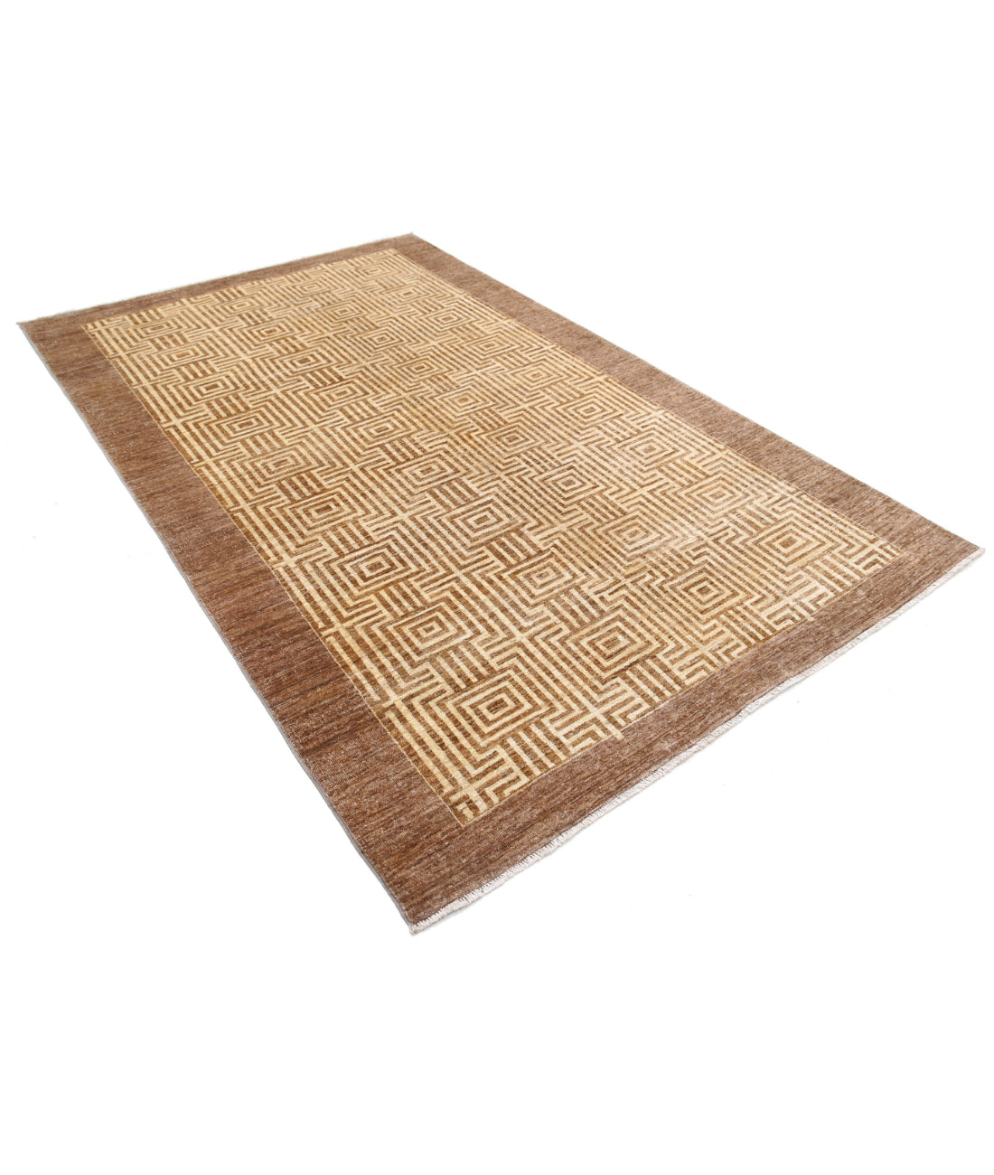 Modcar 5'5'' X 8'7'' Hand-Knotted Wool Rug 5'5'' x 8'7'' (163 X 258) / Beige / N/A