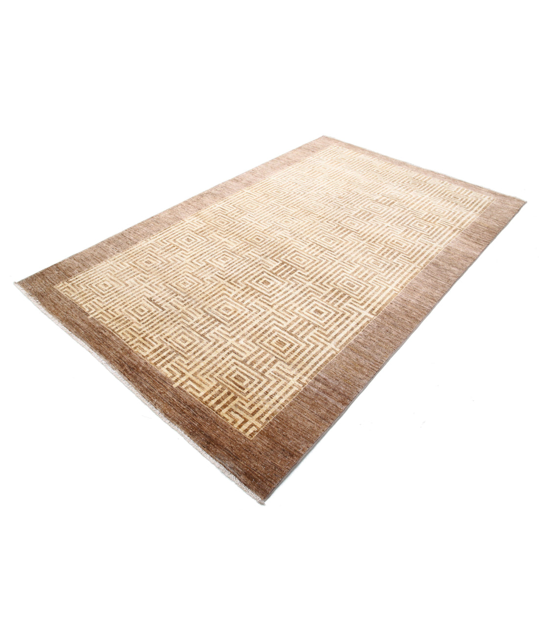 Modcar 5'5'' X 8'7'' Hand-Knotted Wool Rug 5'5'' x 8'7'' (163 X 258) / Beige / N/A