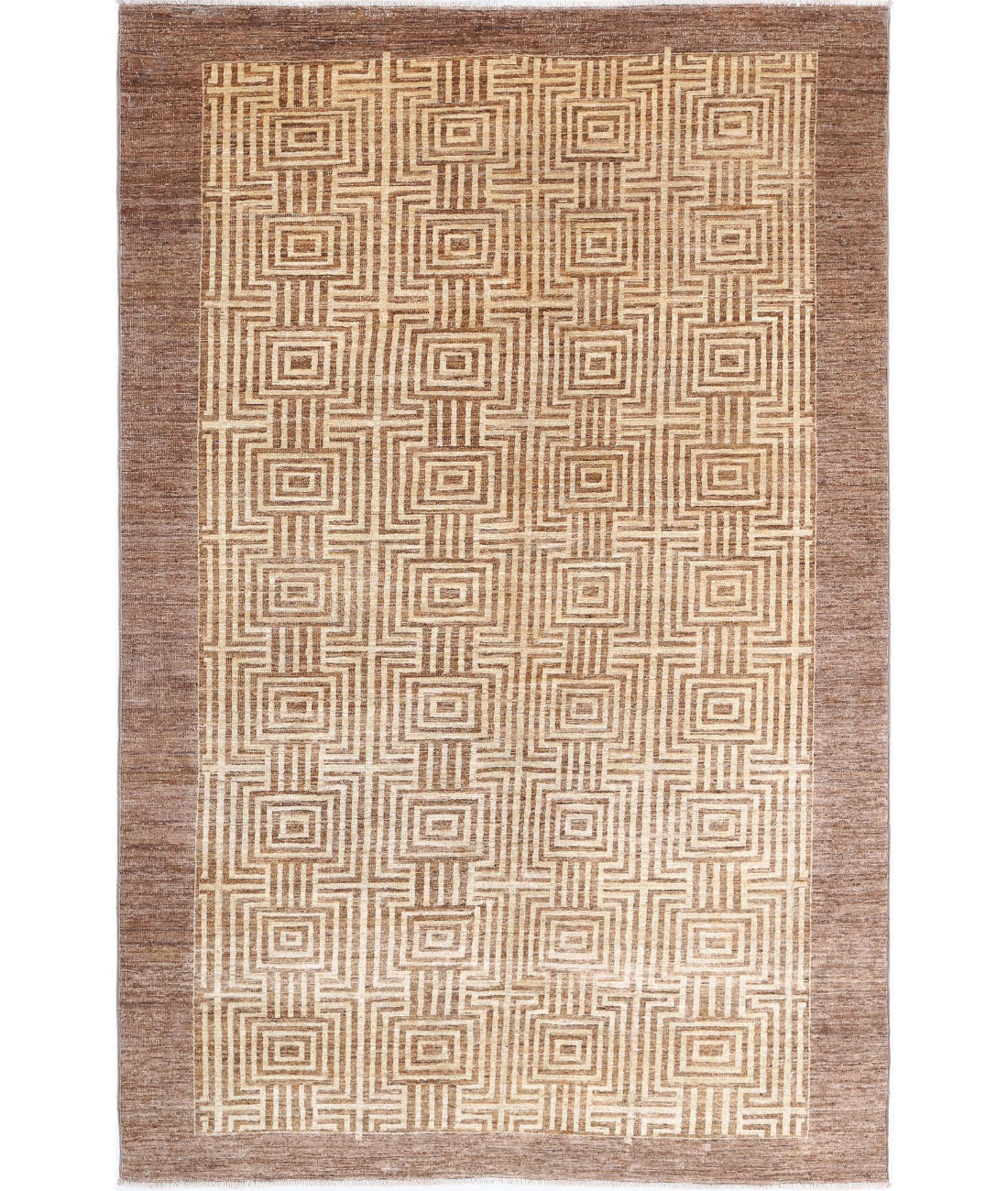 Modcar 5'5'' X 8'7'' Hand-Knotted Wool Rug 5'5'' x 8'7'' (163 X 258) / Beige / N/A