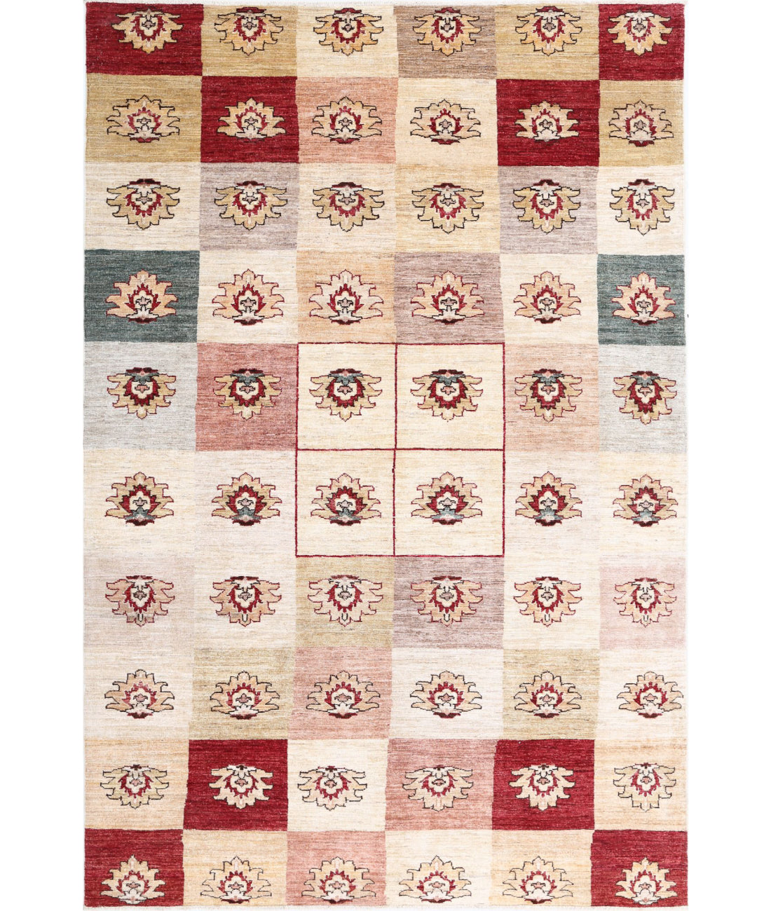 Modcar 6'1'' X 9'5'' Hand-Knotted Wool Rug 6'1'' x 9'5'' (183 X 283) / Beige / N/A