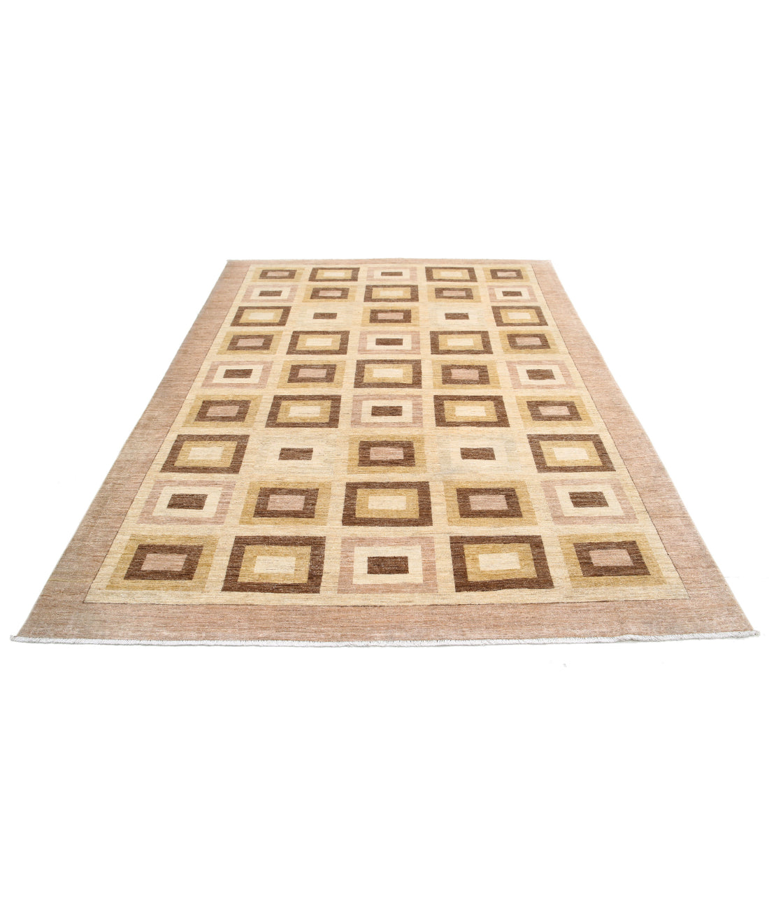 Modcar 6'8'' X 8'11'' Hand-Knotted Wool Rug 6'8'' x 8'11'' (200 X 268) / Beige / N/A