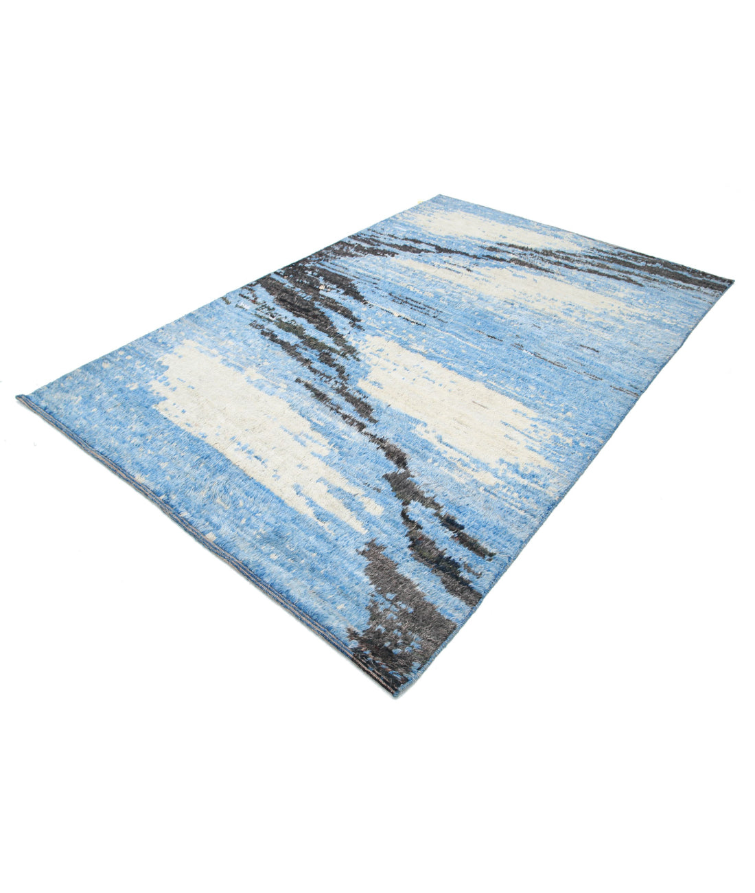 Moroccan 6'3'' X 9'8'' Hand-Knotted Wool Rug 6'3'' x 9'8'' (188 X 290) / Blue / Blue