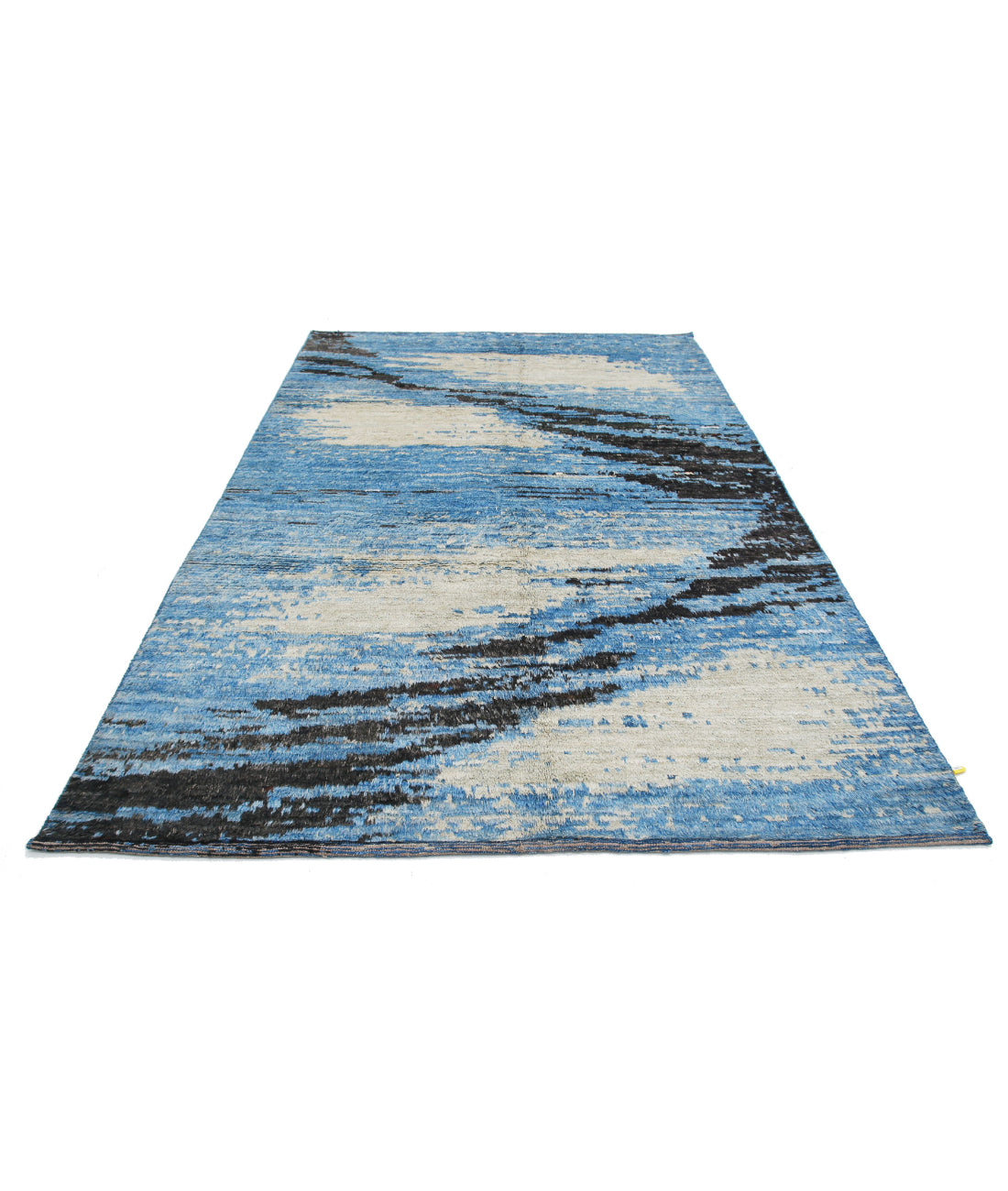 Moroccan 6'3'' X 9'8'' Hand-Knotted Wool Rug 6'3'' x 9'8'' (188 X 290) / Blue / Blue