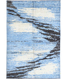 Moroccan 6'3'' X 9'8'' Hand-Knotted Wool Rug 6'3'' x 9'8'' (188 X 290) / Blue / Blue