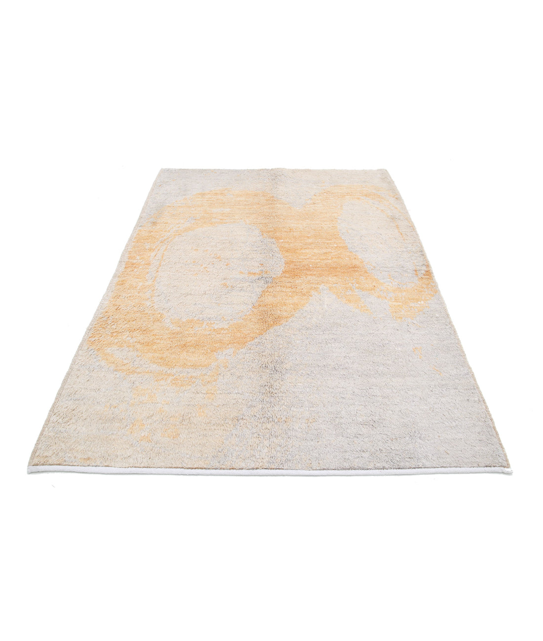 Moroccan 5'1'' X 7'5'' Hand-Knotted Wool Rug 5'1'' x 7'5'' (153 X 223) / Grey / Gold