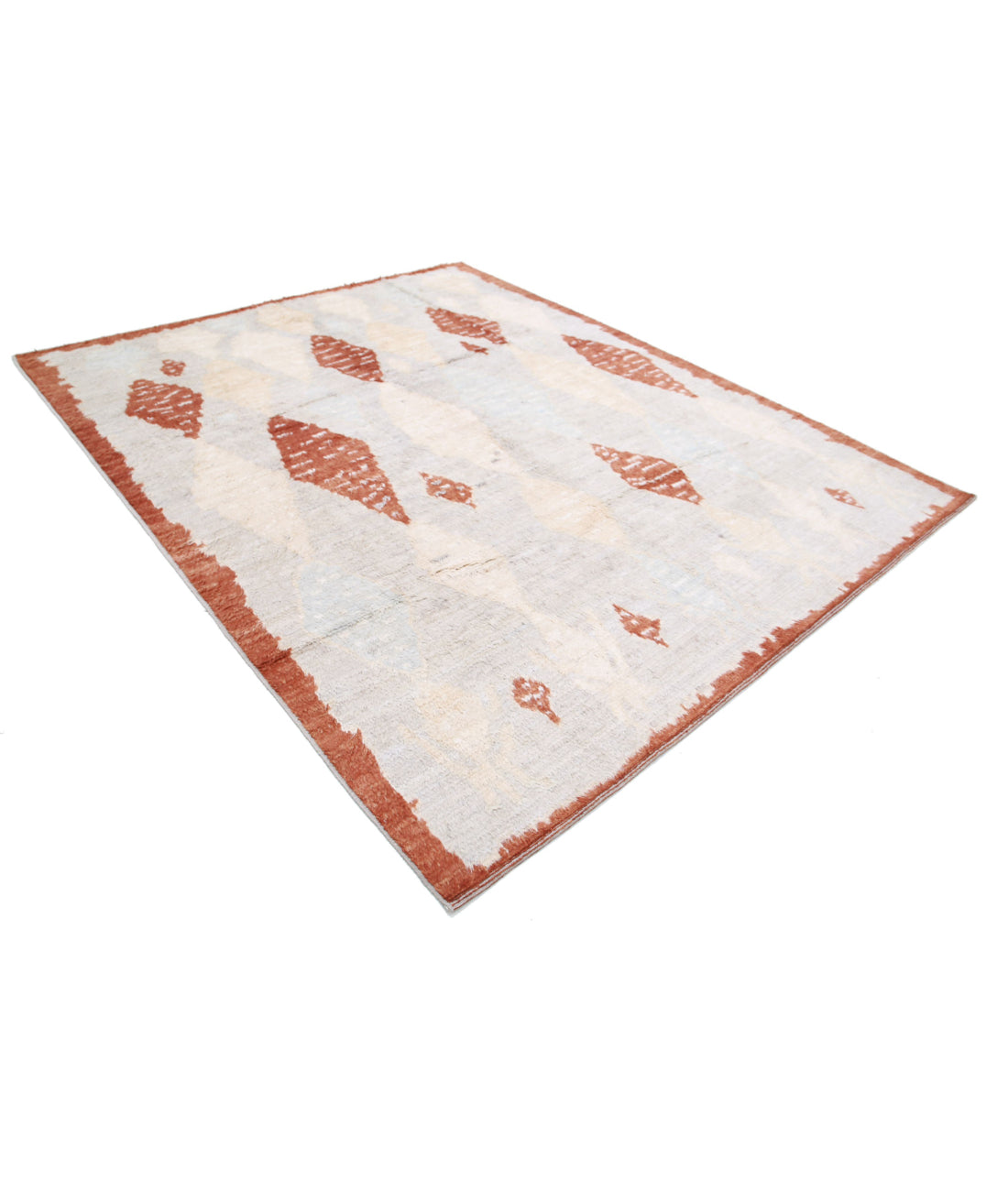 Moroccan 8'2'' X 10'0'' Hand-Knotted Wool Rug 8'2'' x 10'0'' (245 X 300) / Grey / Rust