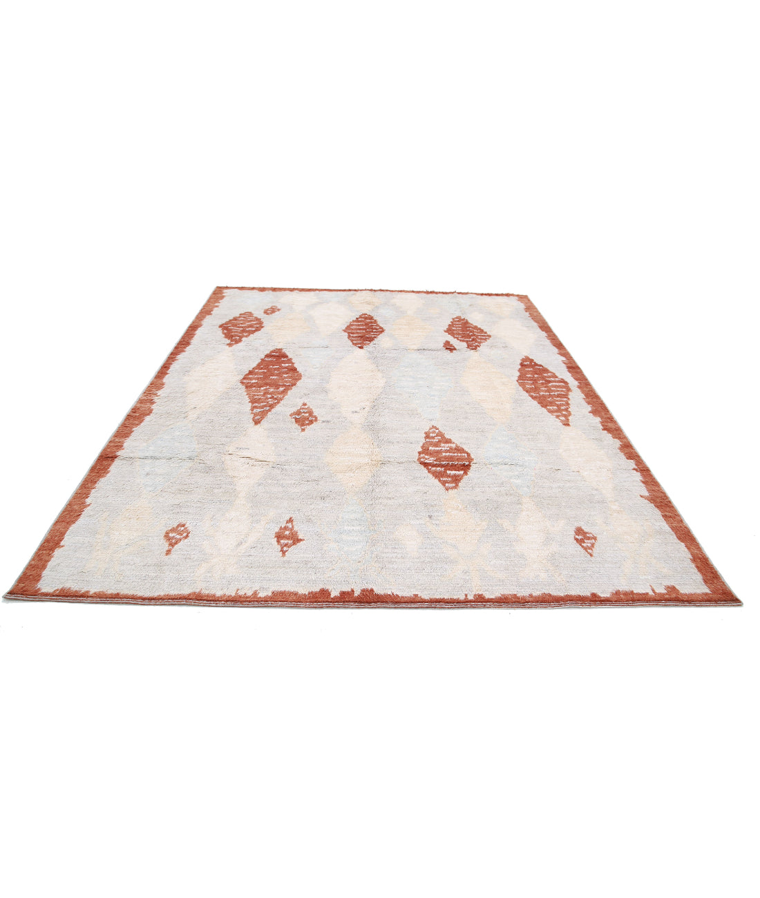 Moroccan 8'2'' X 10'0'' Hand-Knotted Wool Rug 8'2'' x 10'0'' (245 X 300) / Grey / Rust