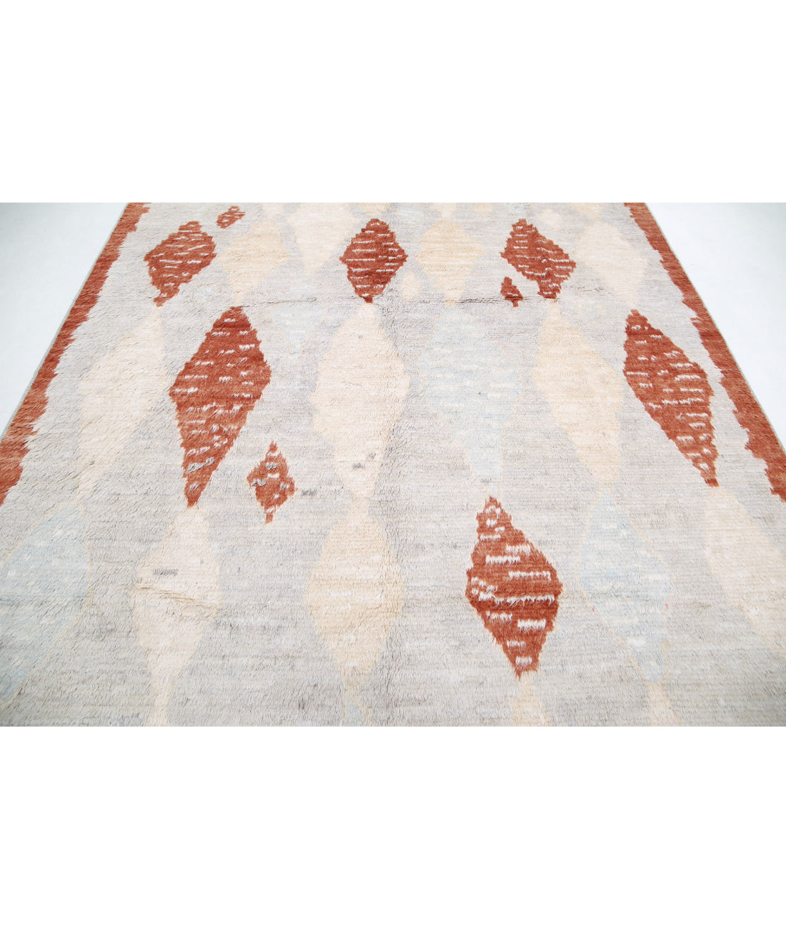 Moroccan 8'2'' X 10'0'' Hand-Knotted Wool Rug 8'2'' x 10'0'' (245 X 300) / Grey / Rust