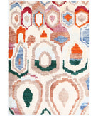 Moroccan 4'9'' X 7'1'' Hand-Knotted Wool Rug 4'9'' x 7'1'' (143 X 213) / Ivory / Red