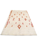 Moroccan 5'2'' X 7'10'' Hand-Knotted Wool Rug 5'2'' x 7'10'' (155 X 235) / Ivory / Red