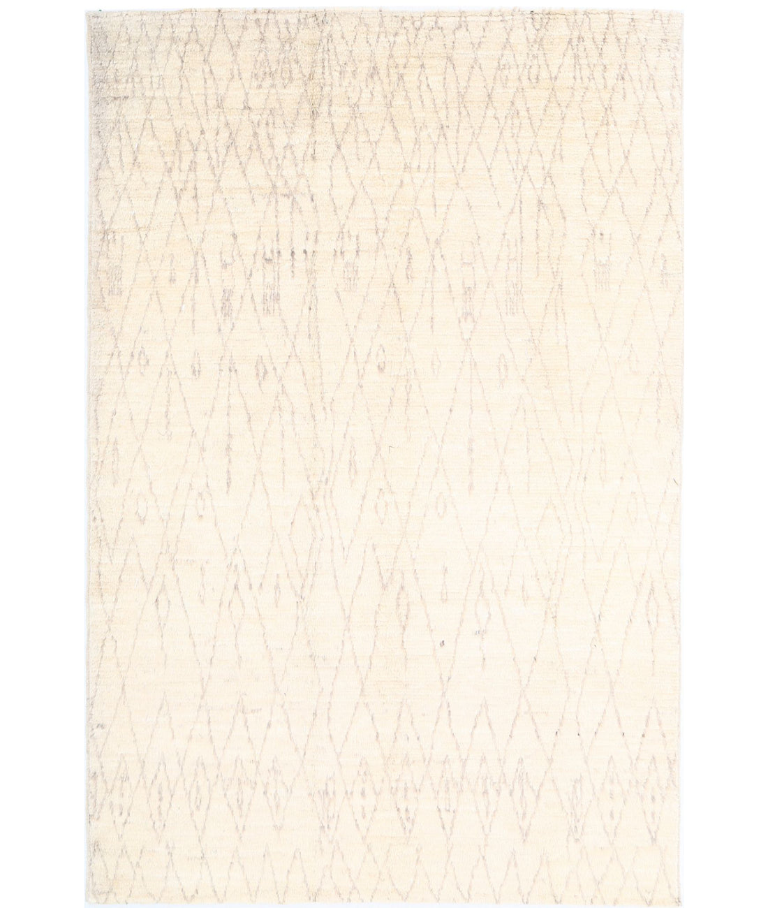 Moroccan 6'0'' X 9'0'' Hand-Knotted Wool Rug 6'0'' x 9'0'' (180 X 270) / Ivory / Taupe