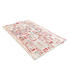 Moroccan 3'9'' X 5'10'' Hand-Knotted Wool Rug 3'9'' x 5'10'' (113 X 175) / Ivory / Red