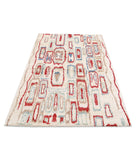 Moroccan 3'9'' X 5'10'' Hand-Knotted Wool Rug 3'9'' x 5'10'' (113 X 175) / Ivory / Red