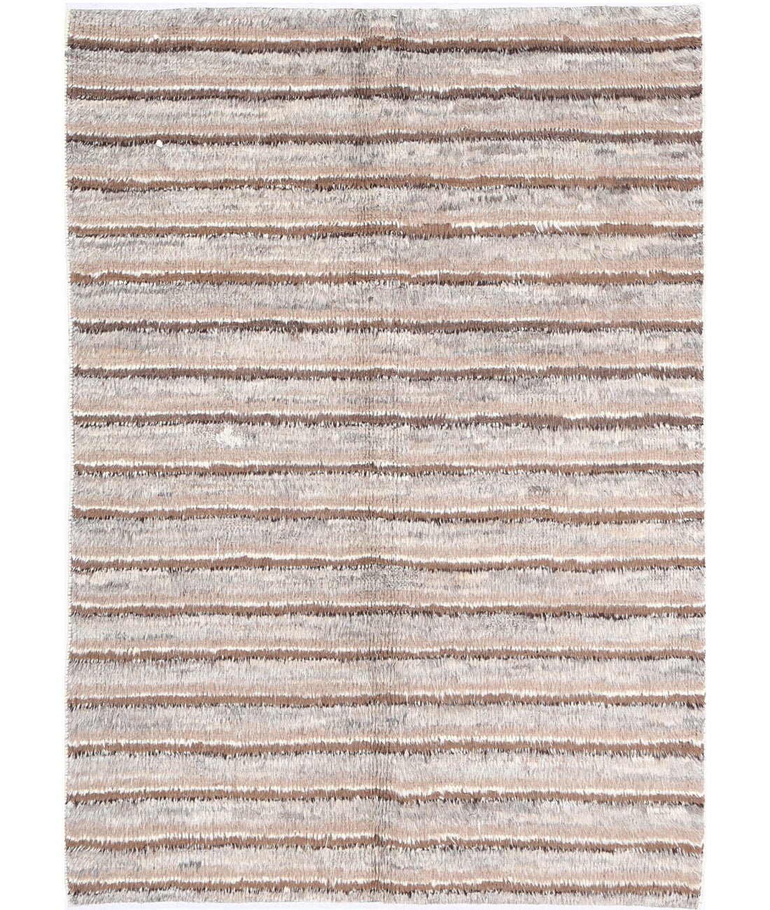 Moroccan 4'2'' X 5'11'' Hand-Knotted Wool Rug 4'2'' x 5'11'' (125 X 178) / Grey / Grey