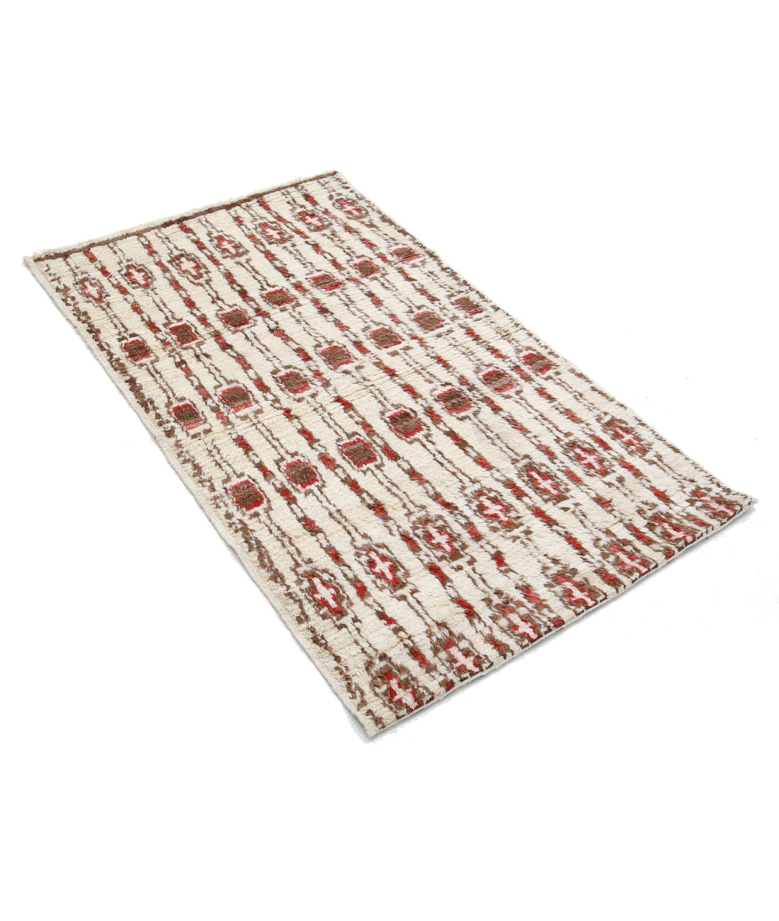 Moroccan 3'0'' X 4'2'' Hand-Knotted Wool Rug 3'0'' x 4'2'' (90 X 125) / Rust / Grey