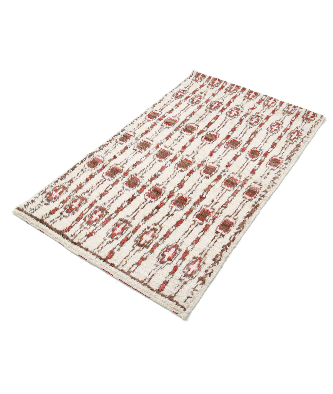 Moroccan 3'0'' X 4'2'' Hand-Knotted Wool Rug 3'0'' x 4'2'' (90 X 125) / Rust / Grey