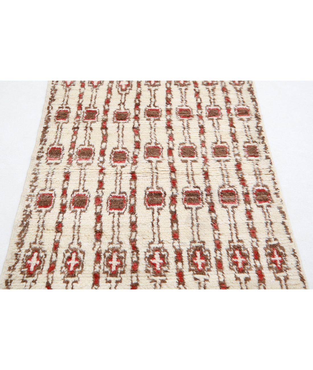 Moroccan 3'0'' X 4'2'' Hand-Knotted Wool Rug 3'0'' x 4'2'' (90 X 125) / Rust / Grey