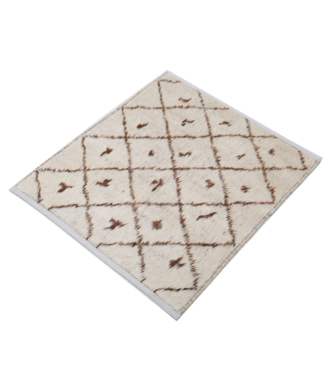 Moroccan 2'7'' X 2'10'' Hand-Knotted Wool Rug 2'7'' x 2'10'' (78 X 85) / Ivory / Taupe