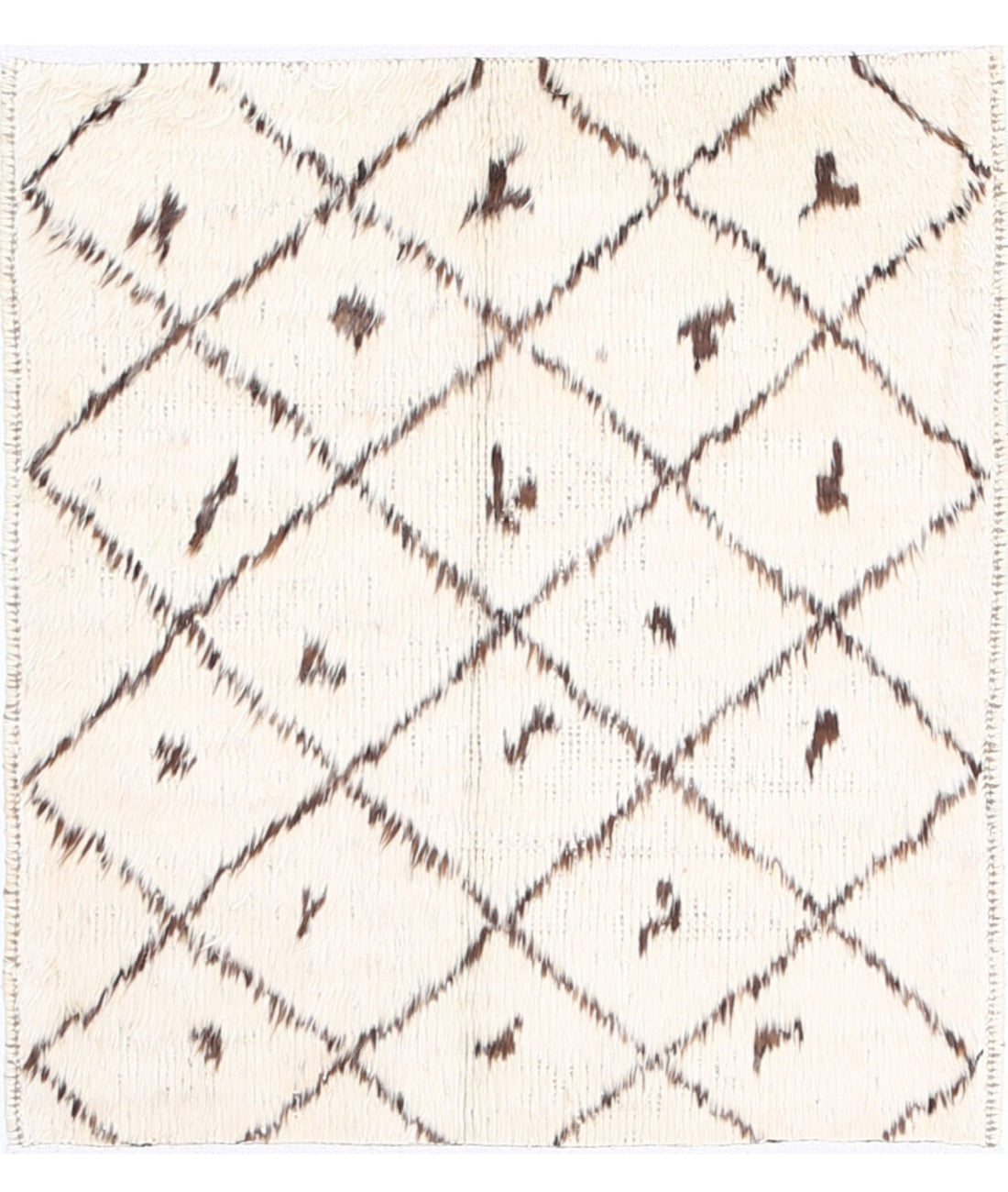 Moroccan 2'7'' X 2'10'' Hand-Knotted Wool Rug 2'7'' x 2'10'' (78 X 85) / Ivory / Taupe