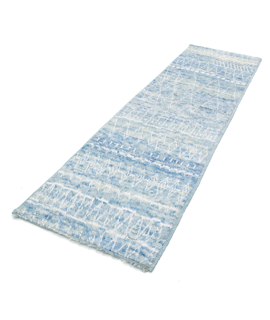 Moroccan 2'8'' X 9'4'' Hand-Knotted Wool Rug 2'8'' x 9'4'' (80 X 280) / Blue / Blue