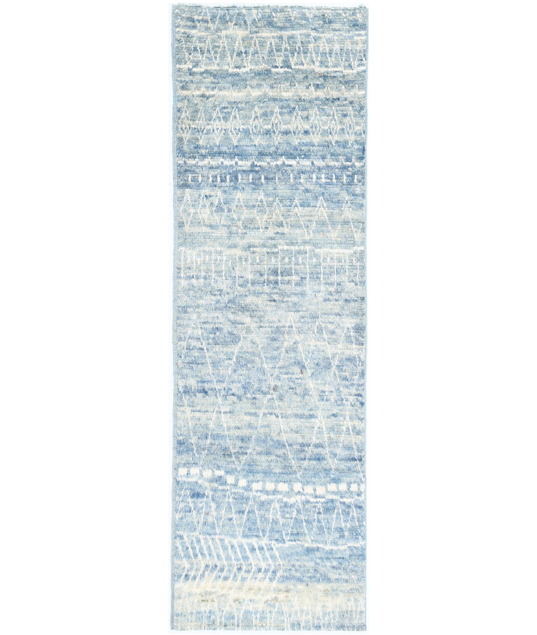 Moroccan 2'8'' X 9'4'' Hand-Knotted Wool Rug 2'8'' x 9'4'' (80 X 280) / Blue / Blue