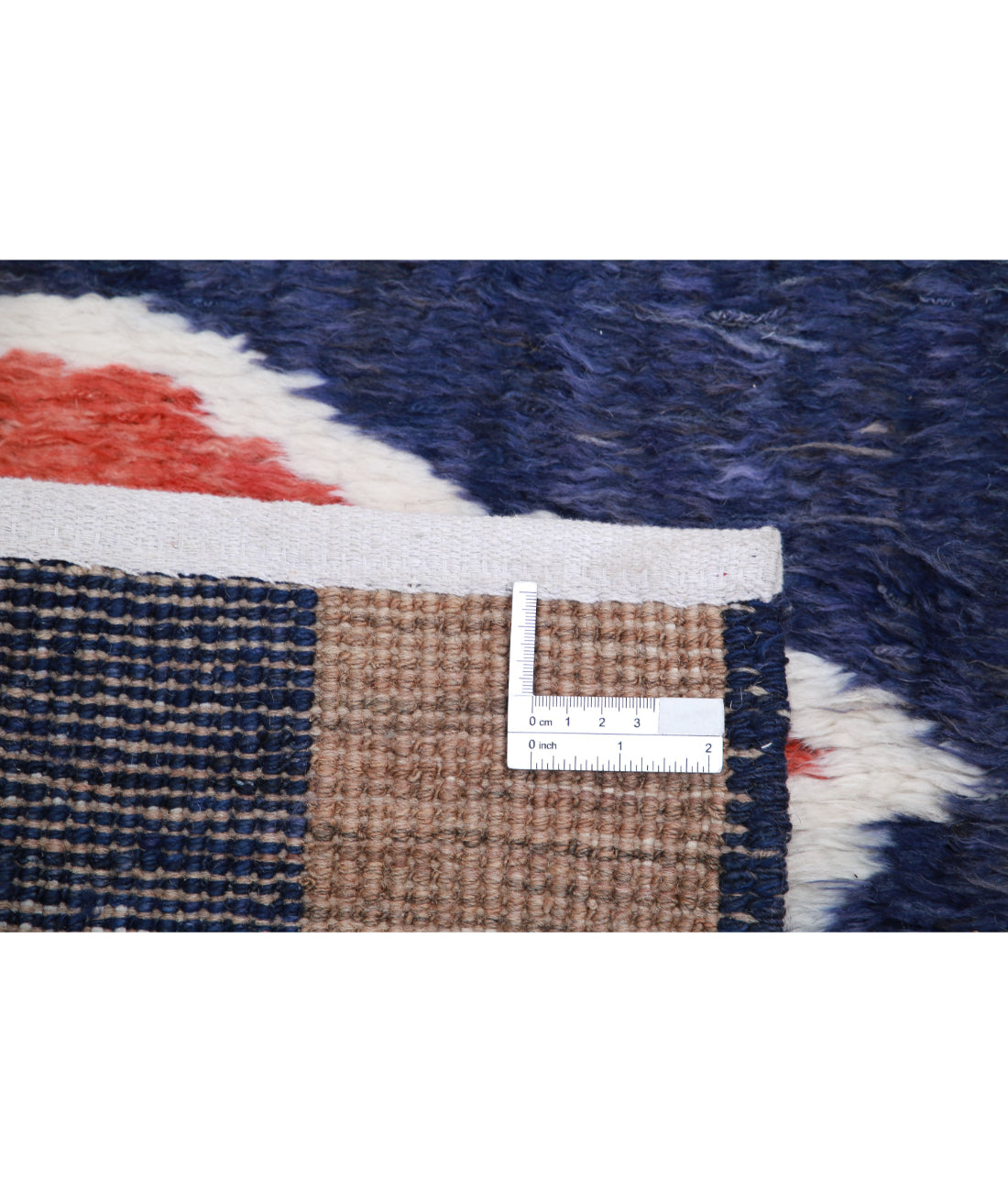 Moroccan 2'9'' X 13'10'' Hand-Knotted Wool Rug 2'9'' x 13'10'' (83 X 415) / Blue / Red