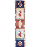 Moroccan 2'9'' X 13'10'' Hand-Knotted Wool Rug 2'9'' x 13'10'' (83 X 415) / Blue / Red