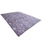 Moroccan 10'7'' X 13'9'' Hand-Knotted Wool Rug 10'7'' x 13'9'' (318 X 413) / Blue / Ivory
