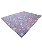 Moroccan 10'7'' X 13'9'' Hand-Knotted Wool Rug 10'7'' x 13'9'' (318 X 413) / Blue / Ivory