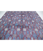 Moroccan 10'7'' X 13'9'' Hand-Knotted Wool Rug 10'7'' x 13'9'' (318 X 413) / Blue / Ivory